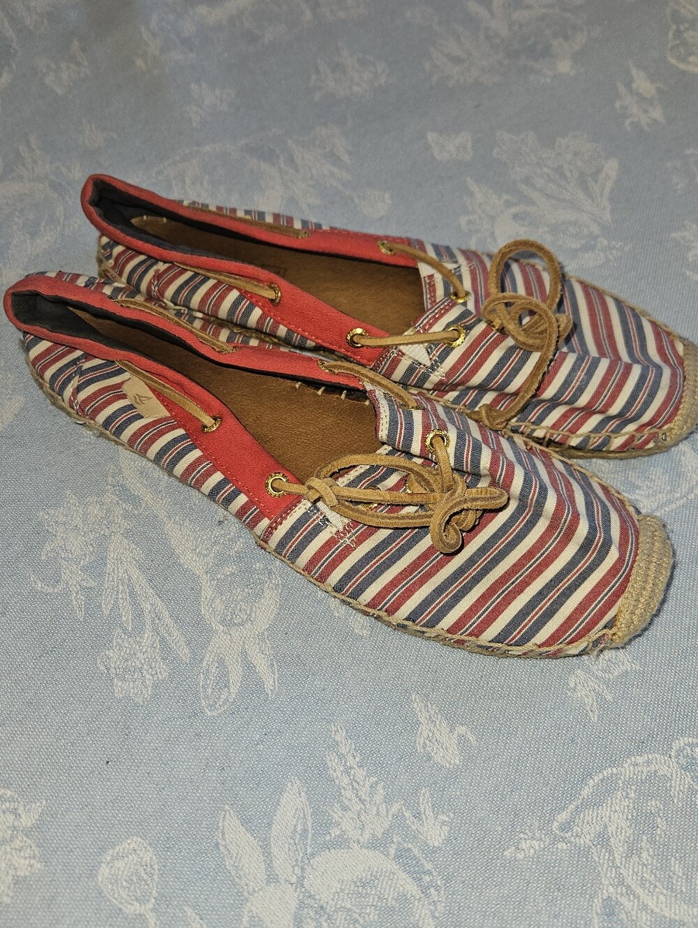 Sperry Top-Sider Women's Katama Slip-Ons, Red/Blue Stripe, Size 8.5M